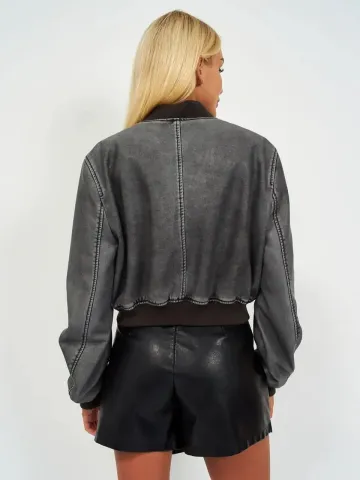 Бомбер женский эко-кожа